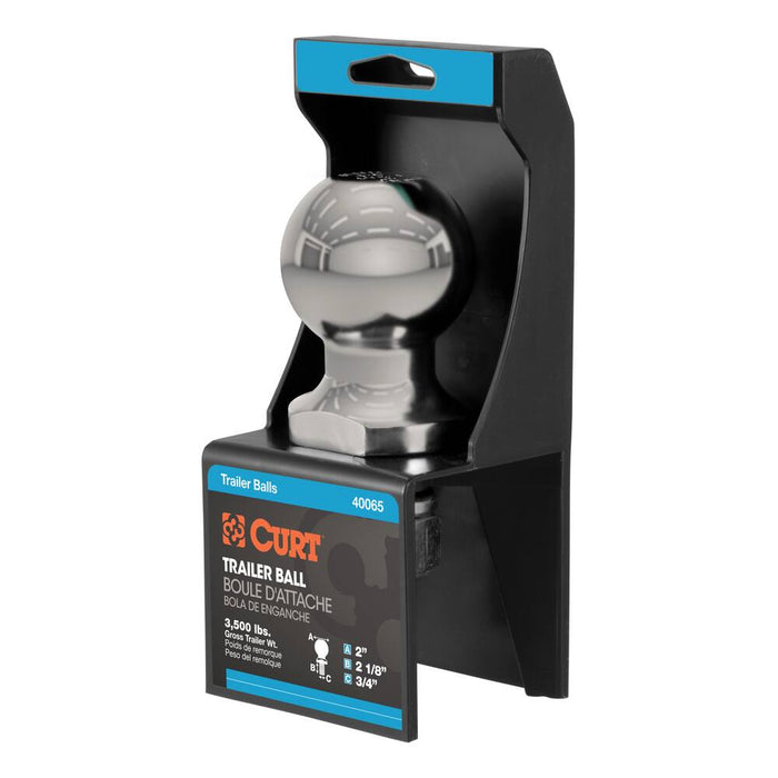 40082 2 Trailer Ball (3/4 x 2-1/8 Shank, 3,500 lb, Stainless)