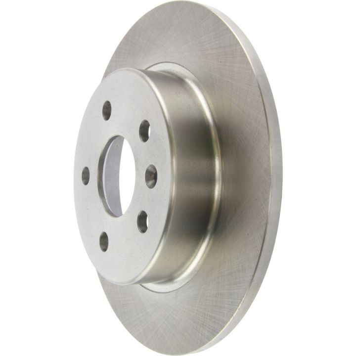 A 41340 Pro-Series OE Brake Rotor - Front & Rear in a silver metallic finish featuring drilled holes for mounting.