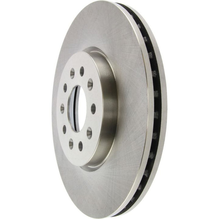 A close-up of the 41347 Pro-Series OE Brake Rotor - Front, showcasing its metallic finish, vented design, and multiple holes around the center.