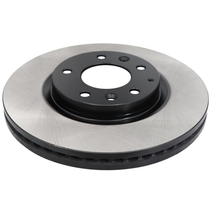 A close-up of the C08043 ProSeries OE+ Brake Rotor, featuring a central black hub and a silver metallic surface.