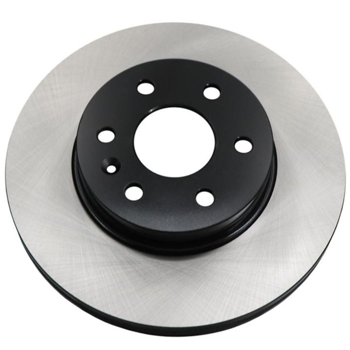 Close-up of the C08425 ProSeries OE+ Brake Rotor, showcasing its metallic surface, black central hub, and multiple perforations.