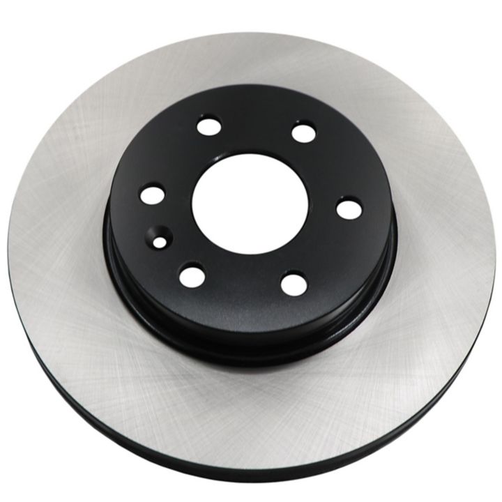 Close-up of the C08425 ProSeries OE+ Brake Rotor, showcasing its metallic surface, black central hub, and multiple perforations.