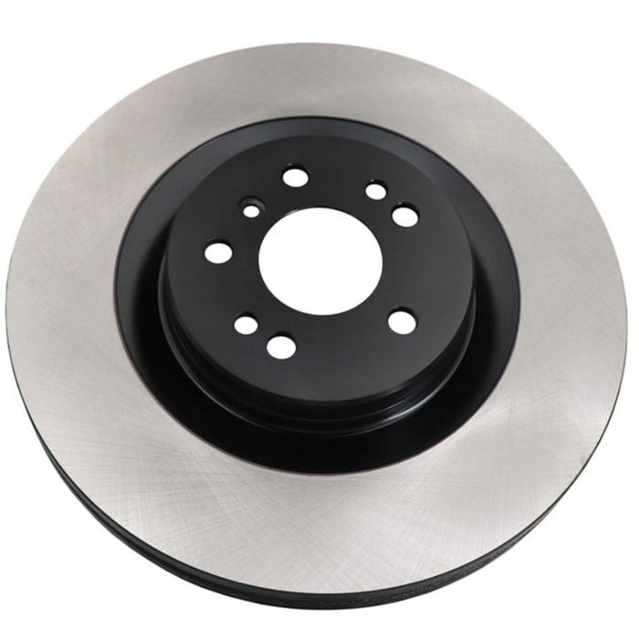 Close-up of the C08449 ProSeries OE+ Brake Rotor, featuring a metallic silver outer edge and a black inner hub with multiple bolt holes.