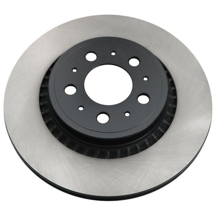 The C08630 ProSeries OE+ Brake Rotor, featuring a black central hub and a silver outer ring, viewed from above.