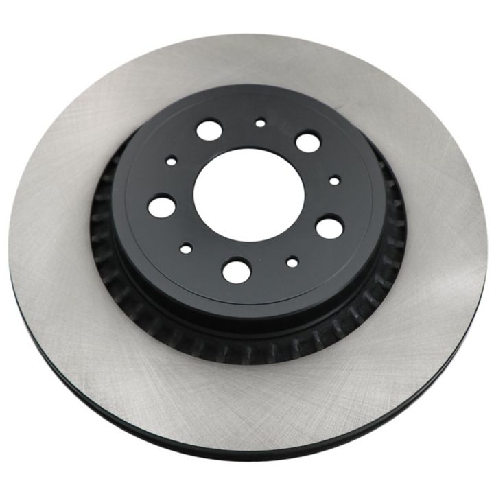 The C08630 ProSeries OE+ Brake Rotor, featuring a black central hub and a silver outer ring, viewed from above.