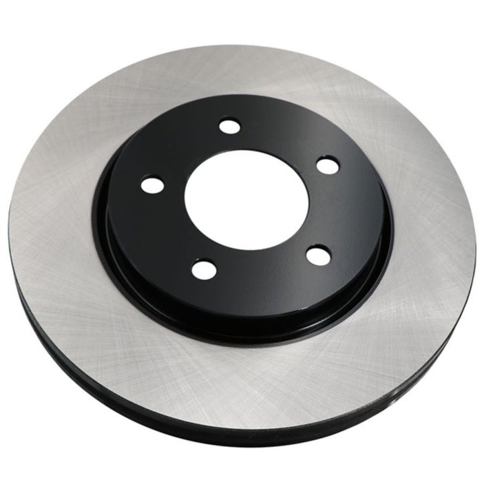 The C09002 ProSeries OE+ Brake Rotor is a single, circular disc featuring a silver outer edge and a black inner center with multiple holes.