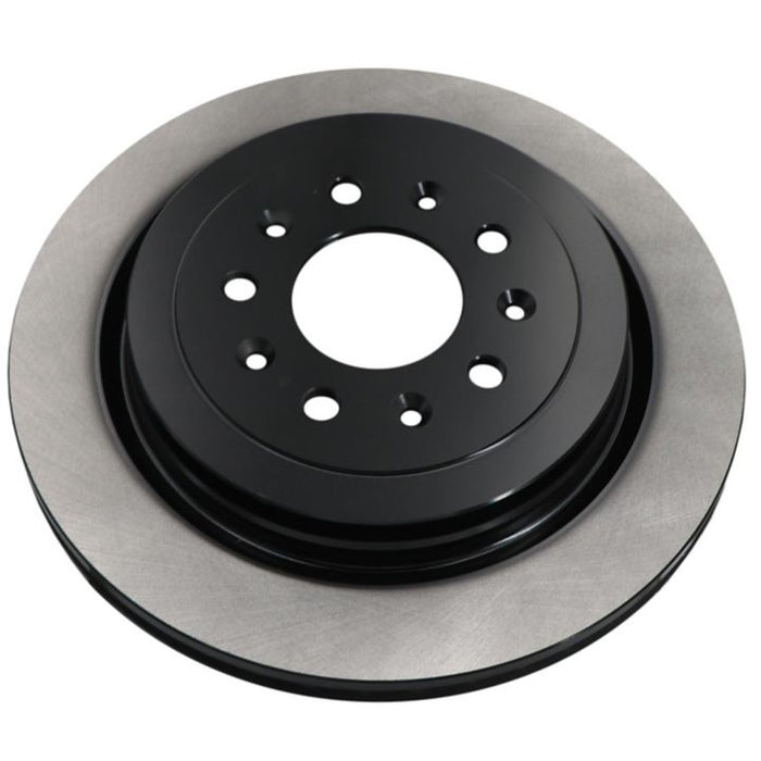 A close-up of the C09286 ProSeries OE+ Brake Rotor, showcasing a silver outer ring and a black inner section with multiple bolt holes.