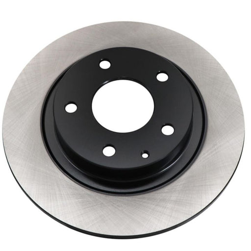 The C09361 ProSeries OE+ Brake Rotor is a metal brake disc that features a black central hub, a silver outer ring, and several mounting holes.