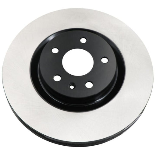 Close-up of the C10466 ProSeries OE+ Brake Rotor with a silver outer surface and a black center featuring five bolt holes.