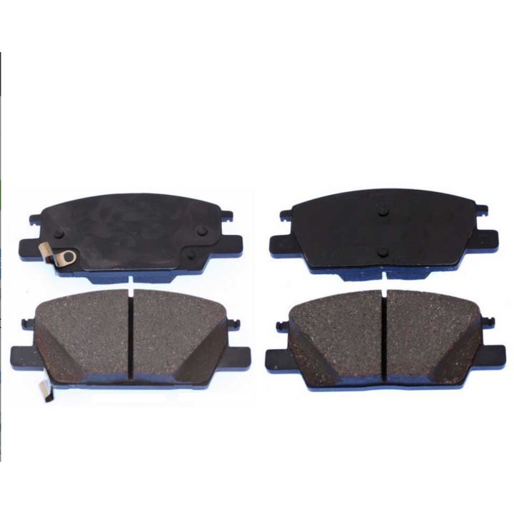 Four BFD1913CR ProSeries OE Brake Pads, including two with friction material and two plain backing plates, arranged in two rows.