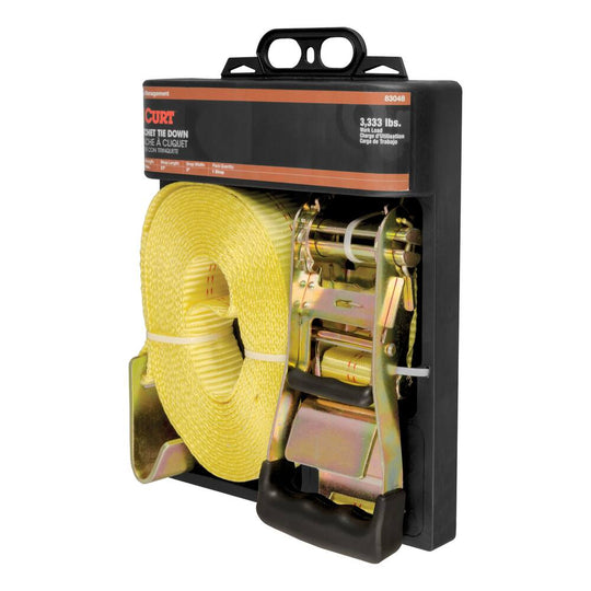83048 27' Yellow Cargo Strap with Flat Hooks (3,333 lbs.)