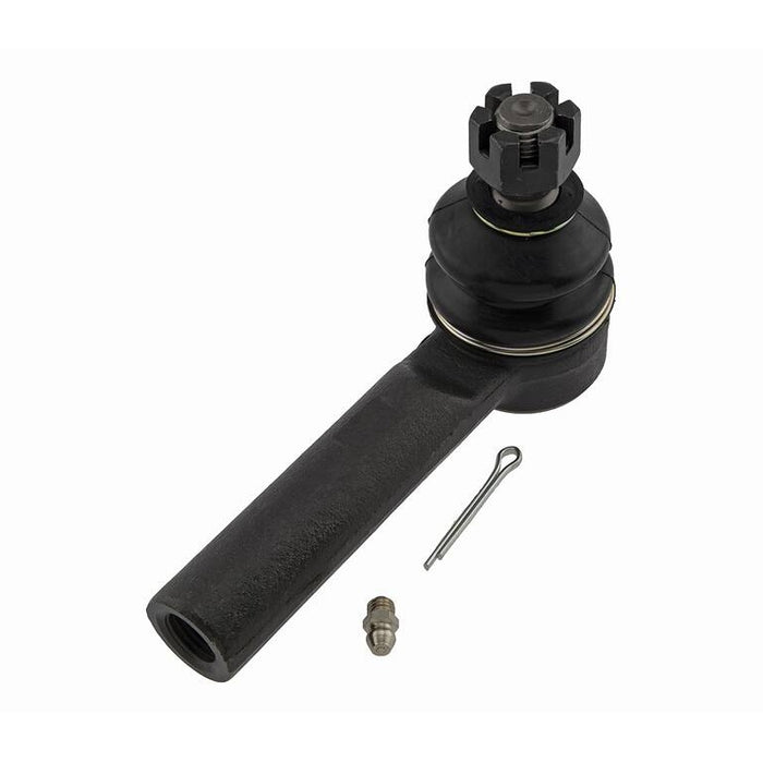 The 3043540 Pro-Series OE Tie Rod in black, featuring a castle nut, grease fitting, and cotter pin, displayed on a white background.
