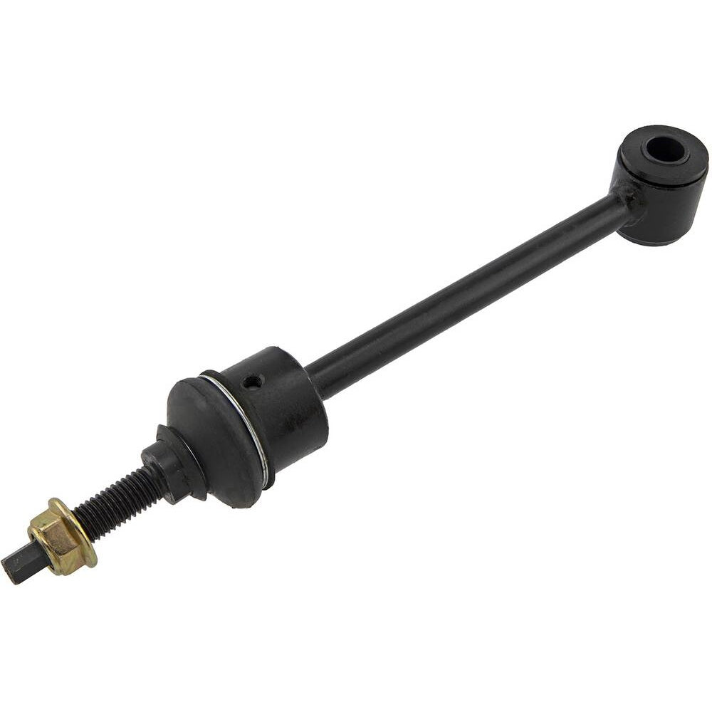 The 30480853 Pro-Series OE Stabilizer Link is a black metal automotive suspension linkage rod, featuring a threaded bolt and a rubber bushing at one end.