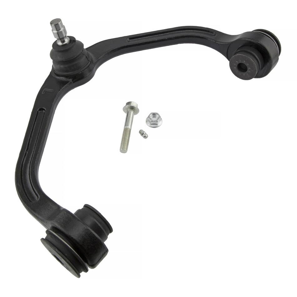 A 35480054 Pro-Series OE Control Arm displayed on a white background with a bolt, screw, and washer positioned next to it.