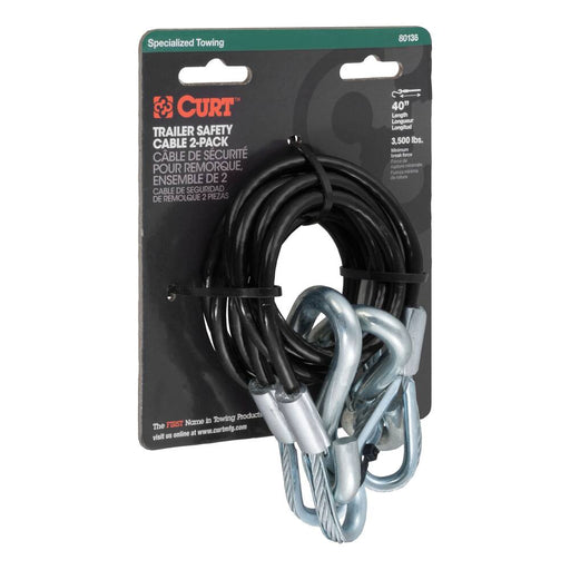 80136 43-7/8 Safety Cables with 2 Snap Hooks (3,500 lbs, 2-Pack)
