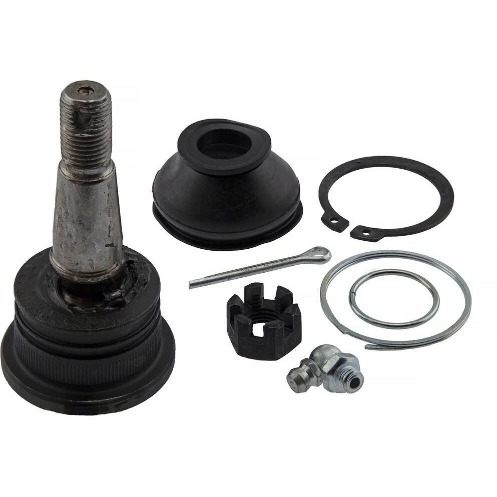 The 4330859035 Pro-Series OE Ball Joints repair kit, featuring a comprehensive set of components such as a stud, seals, rings, bolts, and clips, is neatly arranged on a white background.