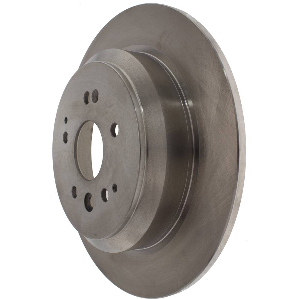Close-up of the PS45697 Certified Brake Rotor, Rear, a circular metallic brake disc rotor featuring a central hole and several smaller holes around it.
