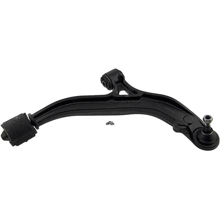 A 4743834AA Pro-Series OE Control Arm in black, equipped with bushings and a ball joint.