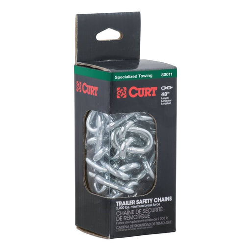 48 Safety Chain with 2 S-Hooks (2,000 lbs, Clear Zinc)