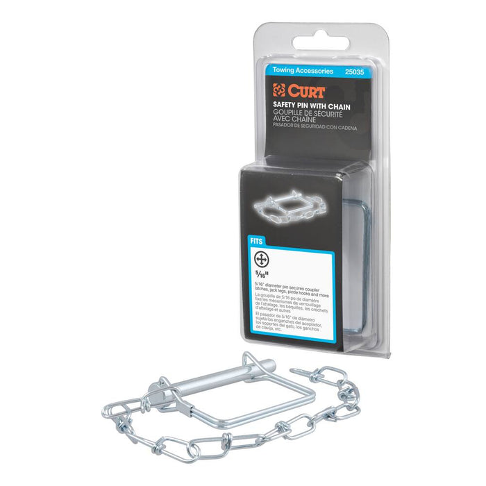 25035 5/16 Safety Pin with 12 Chain (3 Pin Length, Packaged)