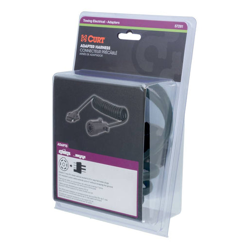 57281 5' Electrical Adapter Harness (7-Way RV Blade to 5-Way Flat)