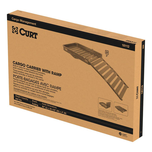 18112 50x30 Black Aluminum Hitch Cargo Carrier with Ramp 2 Shank