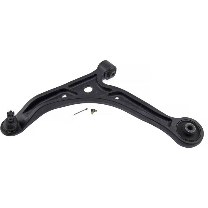 51360S0XA02 Pro-Series OE Control Arm in black, featuring a triangular design, complete with bolts and nuts on a white background.