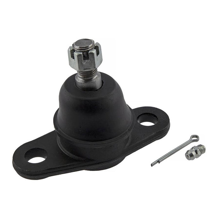 A 517601G000 Pro-Series OE Ball Joint in black, complete with a mounting base, castle nut, pin, and grease fitting on a white background.