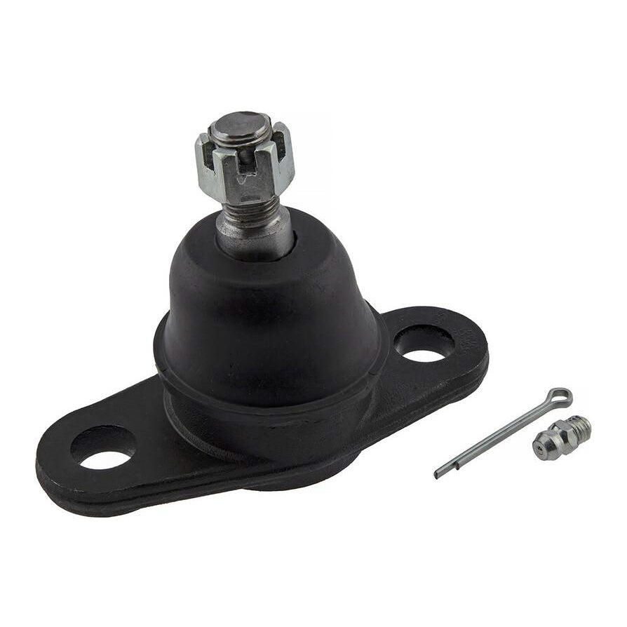A 517601G000 Pro-Series OE Ball Joint in black, complete with a mounting base, castle nut, pin, and grease fitting on a white background.