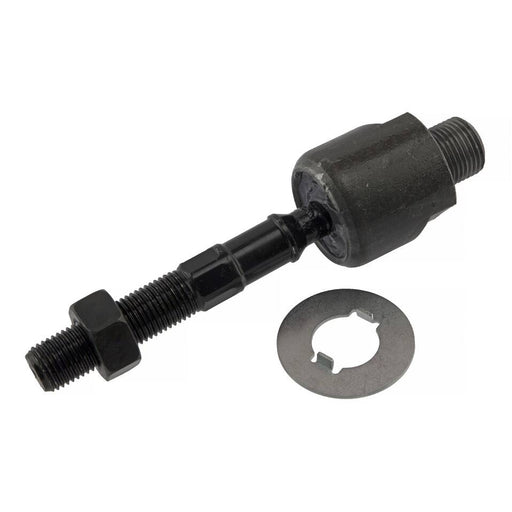 Close-up of a 53010SDAA01 Pro-Series OE Tie Rod in black, complete with a locking nut and a circular washer, isolated on a white background.