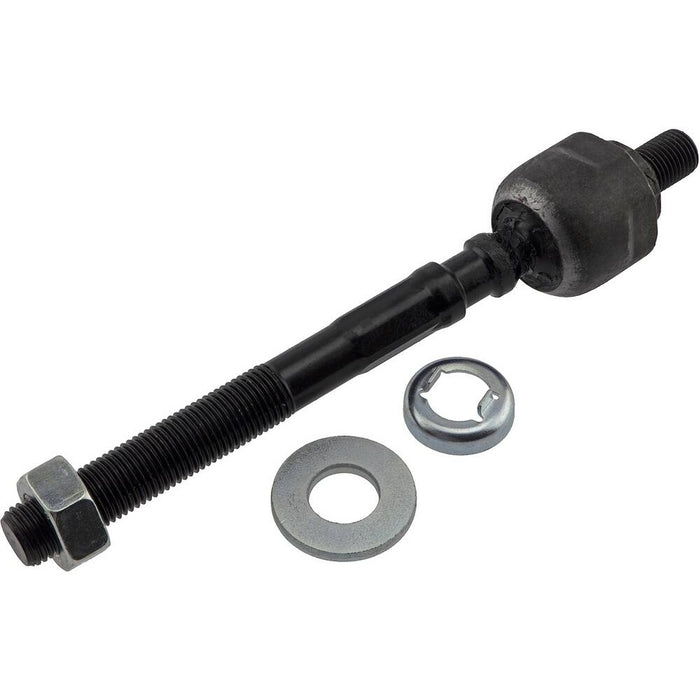A 53010SO4000 Pro-Series OE Tie Rod in black, accompanied by two metal washers and a nut placed beside it.