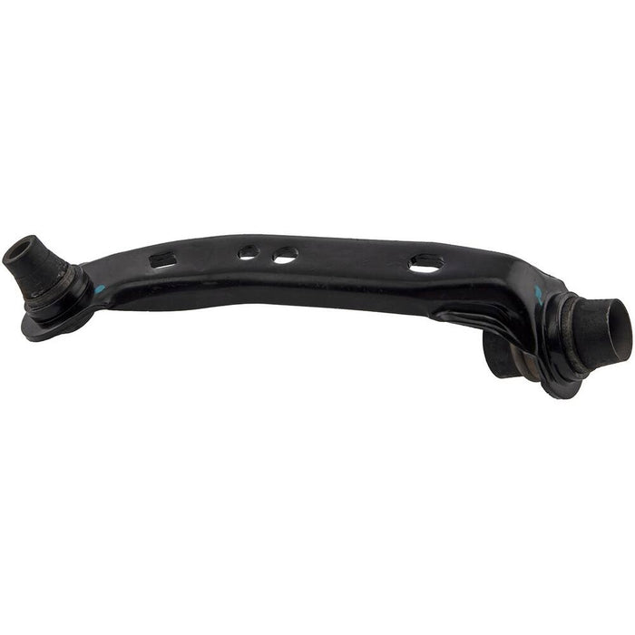 A Pro-Series OE Control Arm With Ball Joint - Front - Upper in black metal, featuring bushings and holes.