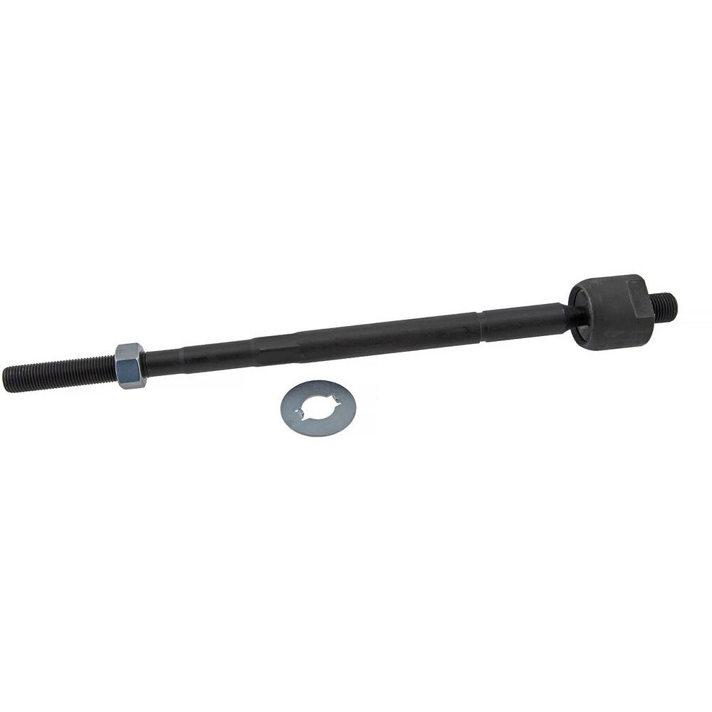 The 577242D000 Pro-Series OE Tie Rod is a black automotive tool that features a threaded rod and nut, accompanied by a silver washer, designed for vehicle repair or assembly.