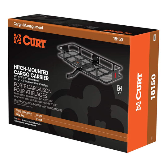 60x20 Black Steel Basket Cargo Carrier, 2 Shank, 500 lb