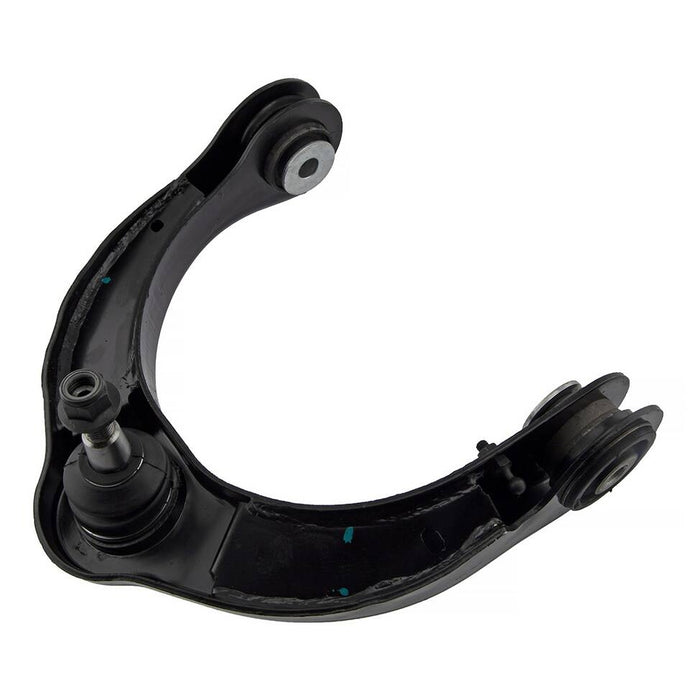 A 68217809AA Pro-Series OE black front upper control arm with a ball joint and bushings on a white background.