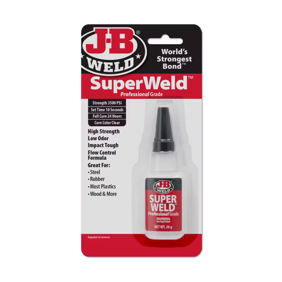 JB Weld Super Weld Professional Grade Instant Adhesive Glue, Clear, 20-g