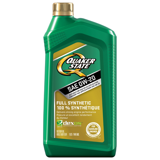 Quaker State Full Synthetic 0W20 Engine/Motor Oil, 946-mL
