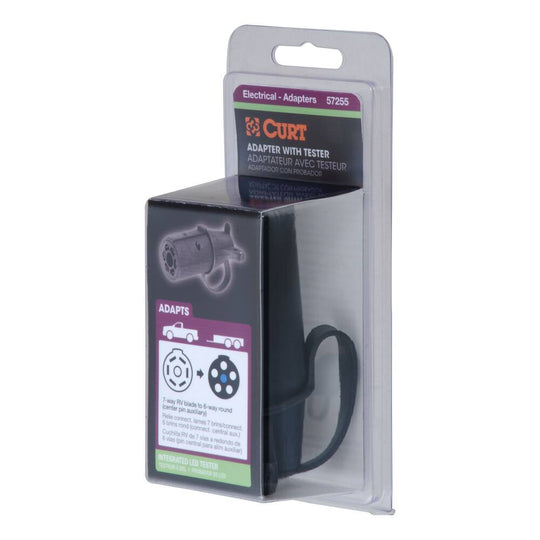 57255 Adapter with Tester (7-Way to 6-Round, Center Pin Auxiliary)