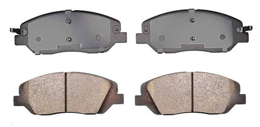 Front and back view of the BFD1917CR ProSeries OE Brake Pad Set, Front, featuring four automotive brake pads arranged in a grid.