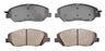 Front and back view of the BFD1917CR ProSeries OE Brake Pad Set, Front, featuring four automotive brake pads arranged in a grid.
