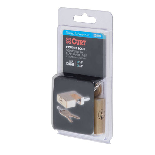 23546 Coupler Lock 1/4 Pin, 3/4 Latch Span, Padlock, Solid Brass