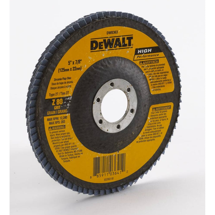 DW8363 DEWALT 5 x 7/8-in Z40T27 Flap Disc