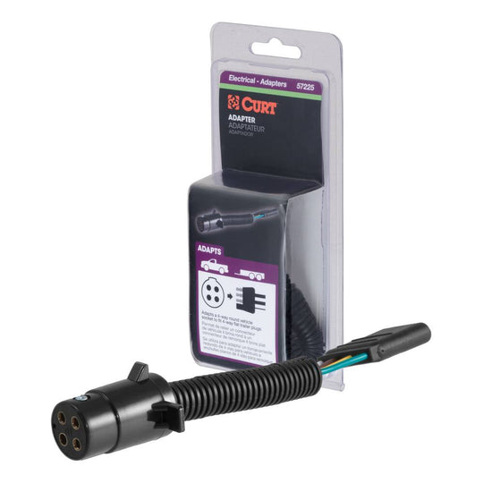 Electrical Adapter 4-Way Round Vehicle to 4-Way Flat Trailer