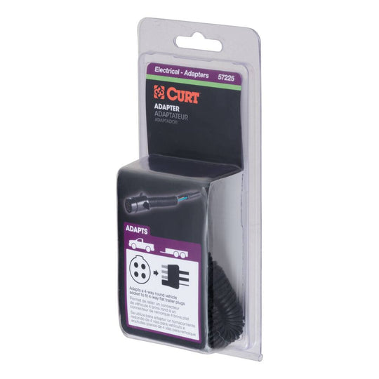 57444 Electrical Adapter 4-Way Round Vehicle to 4-Way Flat Trailer