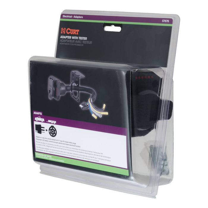 57676 Electrical Adapter with Tester (4-Way Flat to 7-Way Blade)