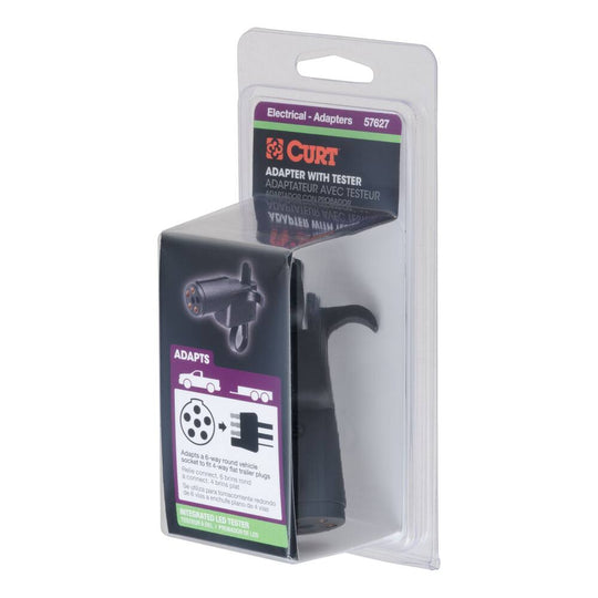 57627 Electrical Adapter with Tester (6-Way Round to 4-Way Flat)