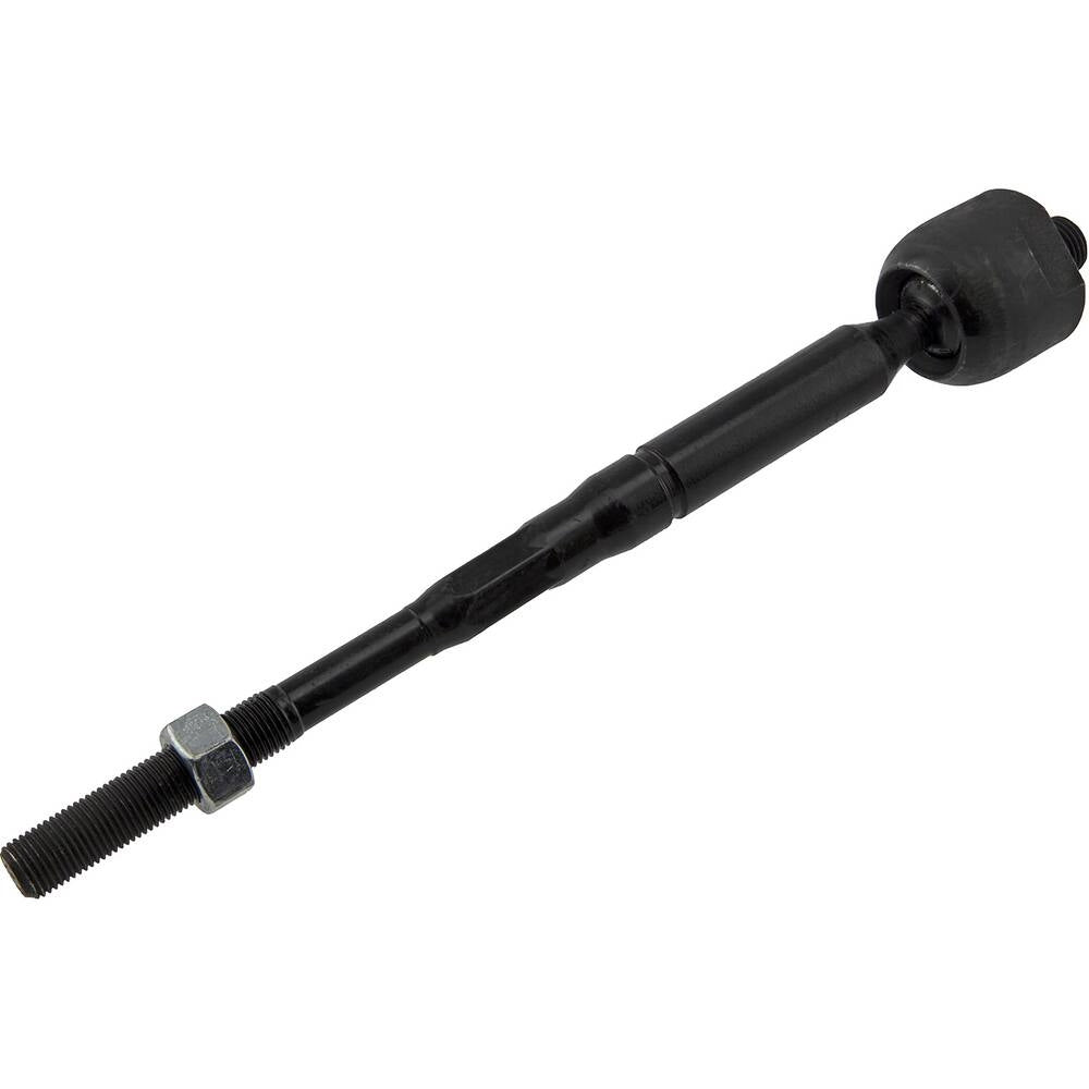 The 48521ET00A Pro-Series OE Tie Rod is a black tie rod end designed with a threaded bolt and nut on one end and a ball joint on the other.