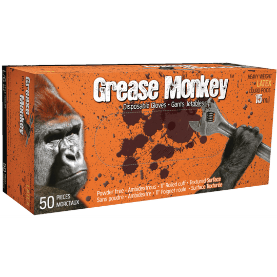 5553PF-L Grease Monkey 15 Mill Latex Glove, 50-pk