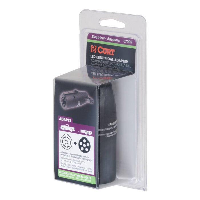 57005 LED Electrical Adapter 7-Way RV Blade to 6-Way Round