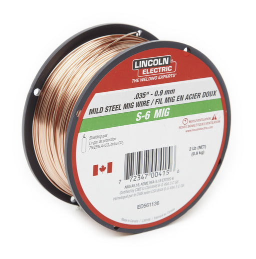ED561136 Lincoln Electric S-6 0.025-in Solid MIG Wire- 2lb